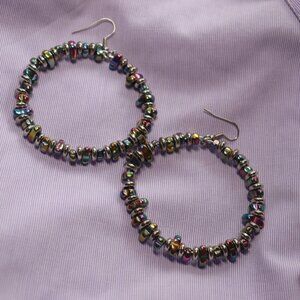 Unique Metallic Multi Color Large Hoop Earrings